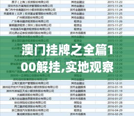 澳門掛牌正版掛牌完整掛牌大全解析，澳門掛牌正版掛牌完整指南解析